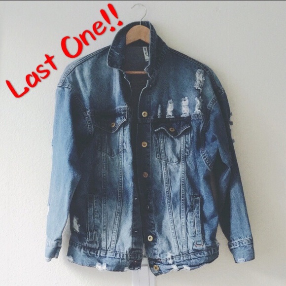 Jackets & Blazers - NWT oversized distressed denim jacket